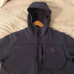 Mens North Face navy blue zip up hoodie - size large EUC